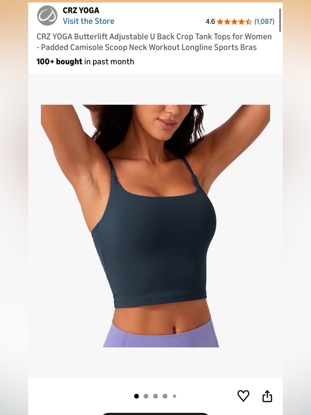 CRZ Yoga Butterlift Longline Sports Bra Sz L